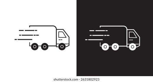 Fast shipping delivery truck icon set. Delivery truck icon. fast delivery icons, Lorry truck delivering food vector line icon, Shipping fast delivery icon