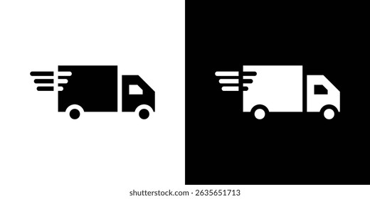 Fast shipping delivery truck icon Vector in flat style. Collection silhouettes