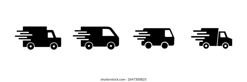 Fast shipping delivery truck icon set. Delivery truck icon. fast delivery icon