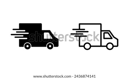 Fast shipping delivery truck icon set. Delivery truck icon. fast delivery icon