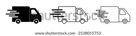 Fast shipping delivery truck icon set, Delivery-truck symbol isolated, Fast delivery icon, Home delivery sign, Free delivery icon, courier icon, Speed post service sign vector