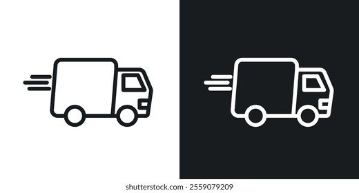 Fast shipping delivery truck icons. vector set in black colors