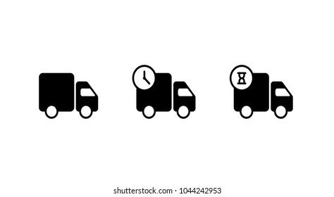 Fast shipping delivery truck. Line icon design. Vector illustration for apps and websites