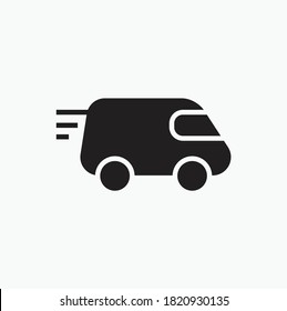 Fast shipping delivery truck. Line icon design. Vector illustration for apps and websites