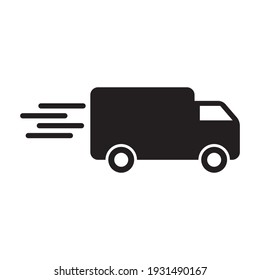 Fast shipping delivery truck. Line icon design. Vector illustration for apps and websites