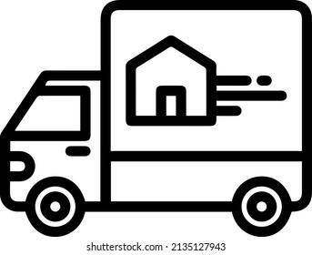 Fast shipping delivery truck. Line icon design. Vector illustration for apps and websites