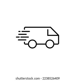 Fast shipping delivery truck. Line icon design. Vector illustration for apps and websites