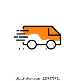 Fast shipping delivery truck. Line icon design. Vector illustration for apps and websites