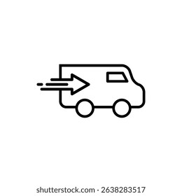 fast shipping delivery truck line icon with arrow sign vector