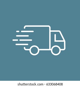 Fast shipping delivery truck. Line icon design. Vector illustration for apps and websites