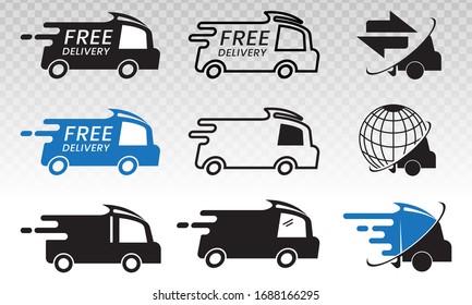 fast shipping / delivery truck package flat icons for apps and websites