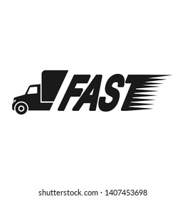 Fast shipping delivery truck. Fast delivery service concept. Mini-truck for cargo shipping for e-commerce websites and mobile app design.