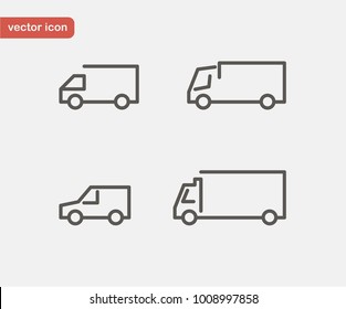 Fast shipping delivery truck. Set of Line icons. Vector illustration for apps and websites