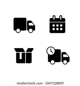 Fast shipping delivery truck. Set icons design. Vector illustration for apps and websites