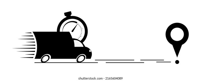 Fast shipping delivery truck. Set of Line icons. Vector illustration for apps and websites.