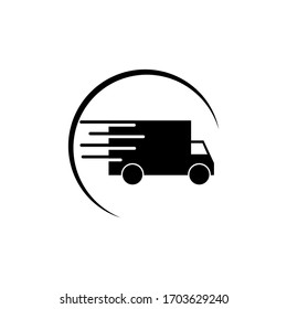 Fast shipping delivery truck vector graphic design template