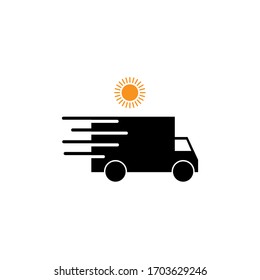 Fast shipping delivery truck vector graphic design template