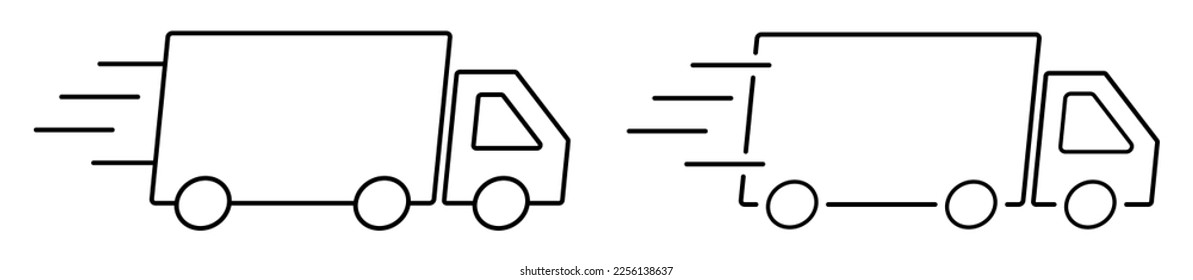 Fast shipping delivery trucks in line style. Symbol for website design, logo, app, UI. Vector illustration, EPS10
