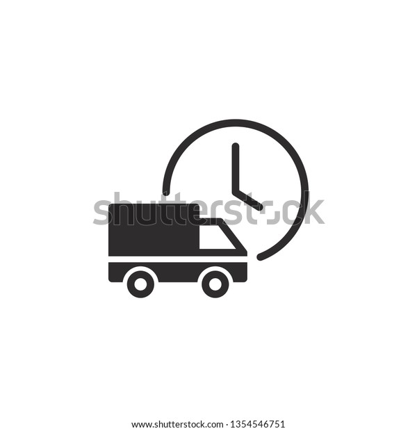 Fast shipping\
express delivery truck with clock. Line icon design. Vector\
illustration for apps and\
websites.