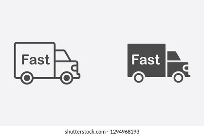 Fast shipping filled and outline vector icon sign symbol