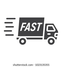 Fast shipping glyph icon, logistic and delivery truck, carton box sign vector graphics, a solid pattern on a white background, eps 10.