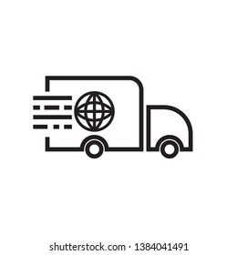 fast shipping icon line thin with globe global sign vector eps 10