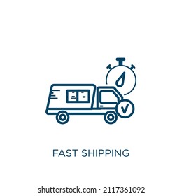 fast shipping icon. Thin linear fast shipping outline icon isolated on white background. Line vector fast shipping sign, symbol for web and mobile