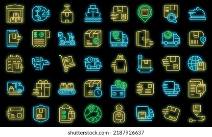 Fast shipping icons set outline vector. Car business. Cargo courier