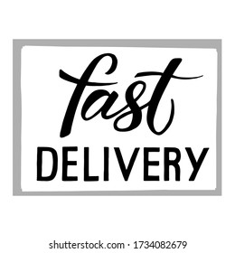 Fast shipping. Lettering for logo, banner, poster, flyer, greeting card, web design, print design. Vector lettering with uppercase and block letters. Drawn by hand.