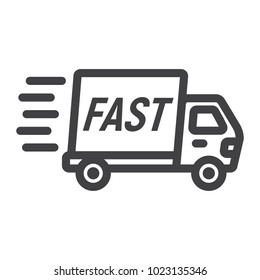 Fast shipping line icon, logistic and delivery truck, carton box sign vector graphics, a linear pattern on a white background, eps 10.