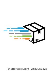 Fast shipping logo featuring a delivery package with speed lines. Perfect for courier services, logistics companies, and e-commerce business branding.