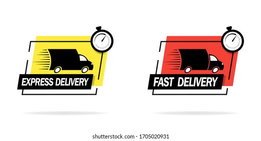 Fast shipping. Truck logo delivery flat icon for apps and web sites.