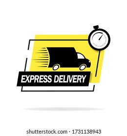 Fast shipping. Truck logo delivery flat icon for apps and web sites.