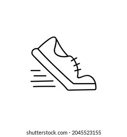 Fast shoe icon in flat black line style, isolated on white background 
