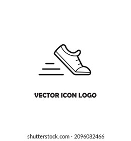 Fast shoe icon in flat black line style, isolated on white background