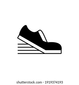 Fast shoe icon  in solid black flat shape glyph icon, isolated on white background 