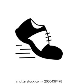 Fast shoe icon  in solid black flat shape glyph icon, isolated on white background 