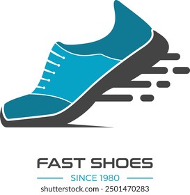 fast shoes, running shoe, marathon, company run - logo vector design, icon