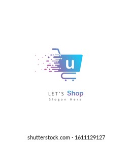 Fast Shop Letter U Logo Template Design Vector, Emblem, Design Concept, Creative Symbol, Illustration