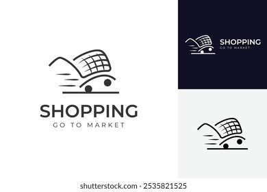 Fast shop logo icon design with fast shopping cart graphic concept for Online Shopping vector logo element symbol