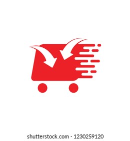 fast shopping cart arrow in symbol vector