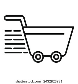 Fast shopping cart icon outline vector. Speed device. Race horse run