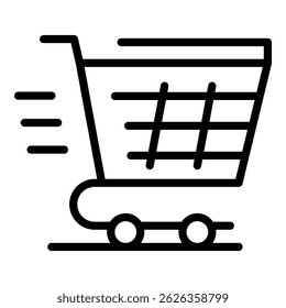 Fast shopping cart icon. Outline fast shopping cart vector icon for web design isolated on white background