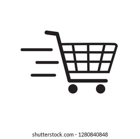 Fast Shopping cart icon. Shopping Cart icon. vector illustration. Fast moving symbol