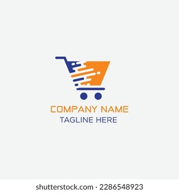 fast shopping cart logo design template. trolley icon design