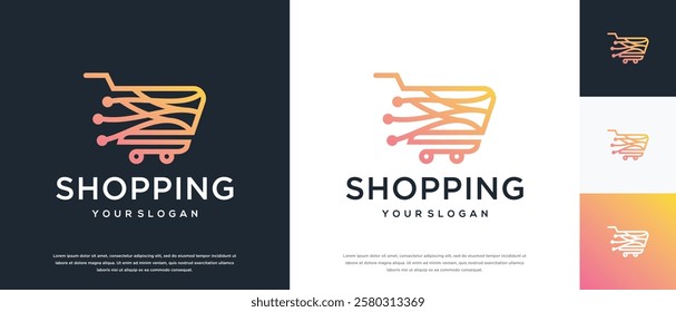 Fast shopping cart logo design. Shopping cart logo design vector icon.