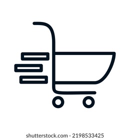 fast shopping cart vector icon black, flat design, white background, e-commerce