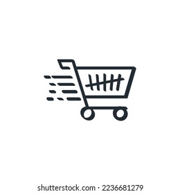 Fast Shopping Delivery Order Related Vector Hand Drawn Doodle Line Drawing Icon Concept Illustration