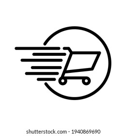 Fast Shopping Icon. Line Vector. Isolated On White Background.