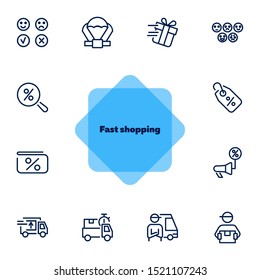 Fast shopping icon set. Product delivery concept. Vector illustration can be used for topics like shopping, buying, online store